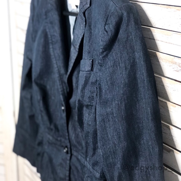 LOFT | Chambray Peplum 3/4 Length Sleeve Blazer - Picture 2 of 5